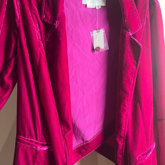 Anthropologie Fuchsia Velvet Blazer - Picture 1 of 11